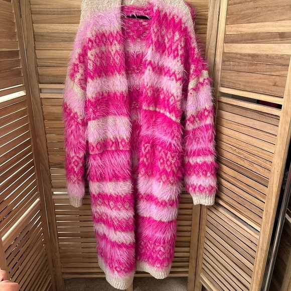 Free People Pink Hollywood Cardi At In Ivory Size L - Picture 3 of 10